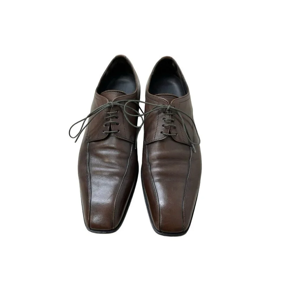 Hugo Boss Shoes Mens 9 Bicycle Toe Dress Oxford 50130961 Brown Leather Lace Up